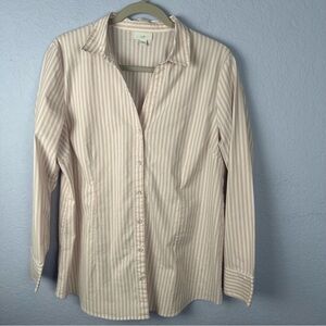 J. Jill Button Up Long Sleeve Cotton Blend Stretch Shirt Top Large